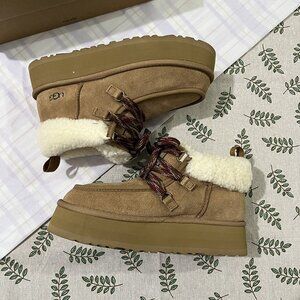UGG Fuchara Lace-Up Platform Snow Boots Brown